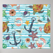 Seagul Starfish Pattern Poster (Vorne)