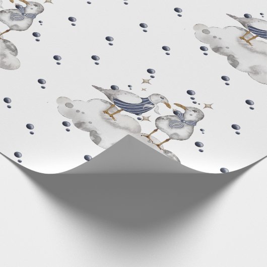 Seagull Adventure Baby | Nautische Ozeane Geschenkpapier (Ecke)