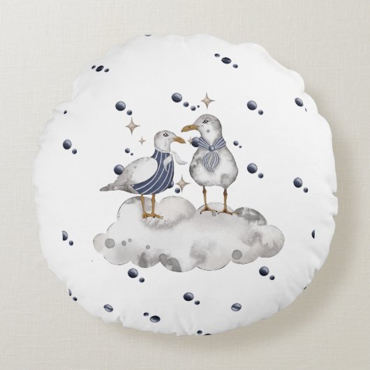 Seagull Adventure Baby - Schönes Kinderzimmer Rundes Kissen (Vorderseite)