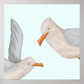 Seagull Adventures - Kinder Küstenkunst Drucken Poster (Vorne)
