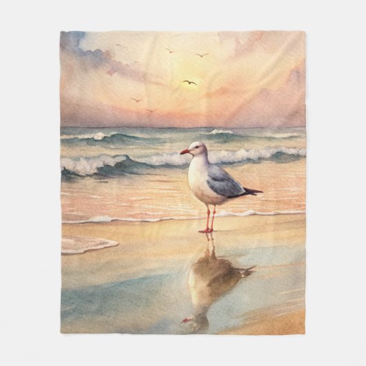 Seagull am Strand Fleecedecke (Vorderseite)