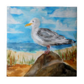 Seagull am Strand Fliese (Vorderseite)