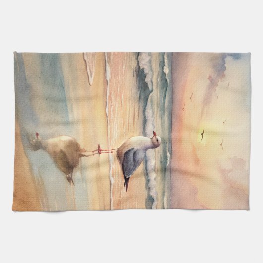 Seagull am Strand Geschirrtuch (Horizontal)