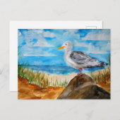 Seagull am Strand Postkarte (Vorne/Hinten)