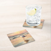 Seagull am Strand Rechteckiger Pappuntersetzer (Vor Ort)