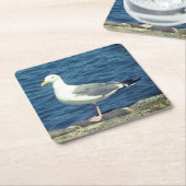 Seagull an der Bucht Rechteckiger Pappuntersetzer (angewinkelt)
