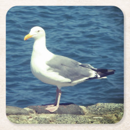 Seagull an der Bucht Rechteckiger Pappuntersetzer
