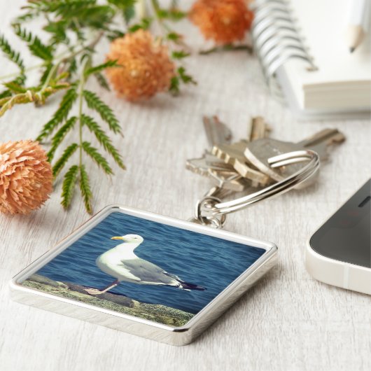 Seagull an der Bucht Schlüsselanhänger (Seite)