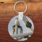 Seagull auf dem Rigging eines Bootes Schlüsselanhänger (Vorderseite)