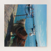 Seagull auf den Fangnetzen im Hafen von Folkestone Puzzle (Horizontal)