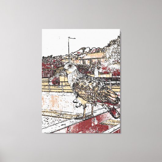 Seagull auf der Brücke in Hythe Leinwanddruck (Vorderseite)