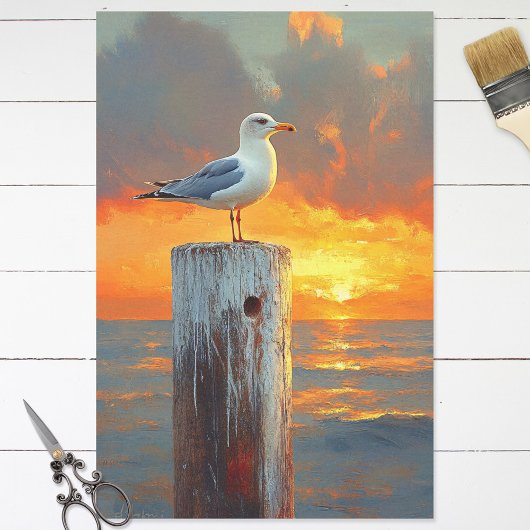 Seagull auf der Pole Sunset Decoupage Seidenpapier