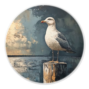 Seagull auf einer Post-Oil-Malerei Art Keramikknauf
