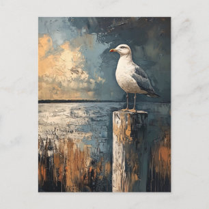 Seagull auf einer Post-Oil-Malerei Art Postkarte