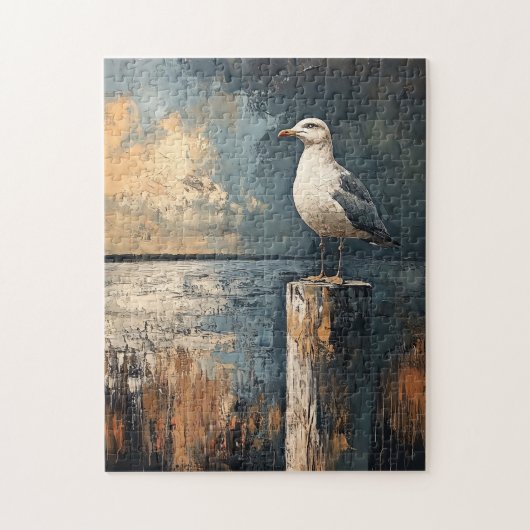 Seagull auf einer Post-Oil-Malerei Art Puzzle (Vertikal)