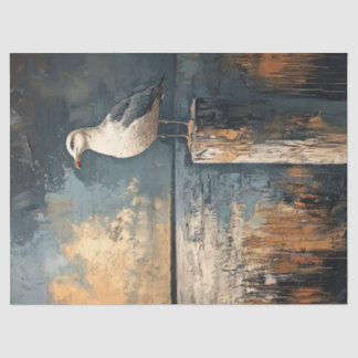 Seagull auf einer postölfarbenen Malerei Art Decou Seidenpapier