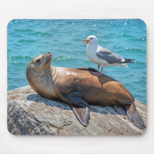 Seagull auf einer Seelenlandschaft Mousepad (Vorne)
