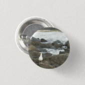 Seagull auf Felsen Button (Vorne & Hinten)