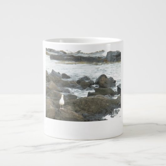 Seagull auf Felsen Jumbo-Tasse (Vorderseite)