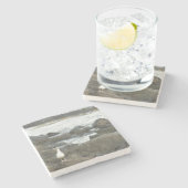 Seagull auf Felsen Steinuntersetzer (Seitenansicht)