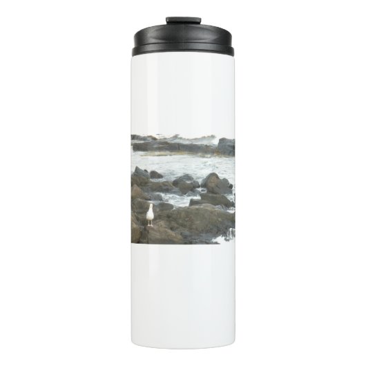 Seagull auf Felsen Thermosbecher (Vorderseite)