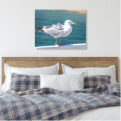 Seagull auf Geländer Ansicht Leinwand drucken (Insitu (Schlafzimmer))