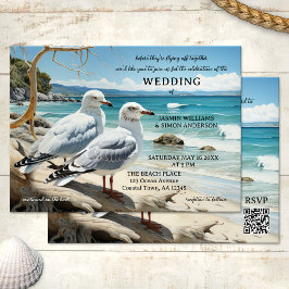 Seagull Beach Adventure auf einer Hochzeit Einladung