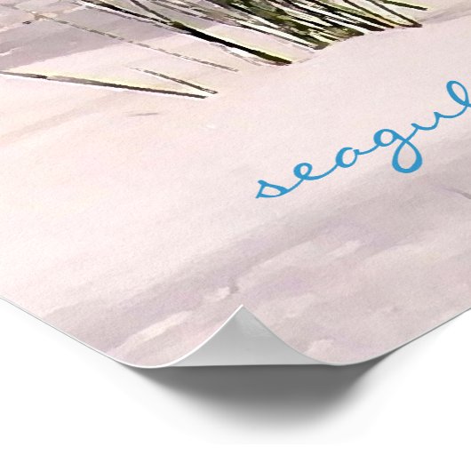 Seagull Beach Aquarell Print Poster (Ecke)