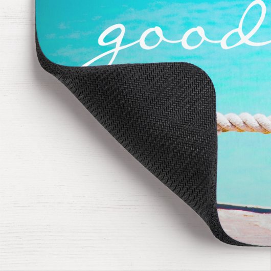 Seagull Beach Birds Foto Good Vibes Zitat Script Mousepad (Ecke)