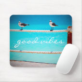 Seagull Beach Birds Foto Good Vibes Zitat Script Mousepad (Mit Mouse)