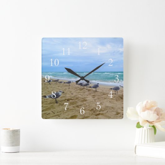 Seagull Beach Clock Quadratische Wanduhr (Zuhause)