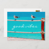 Seagull Beach Vögel Foto Good vibes Zitat Postkarte (Vorne/Hinten)