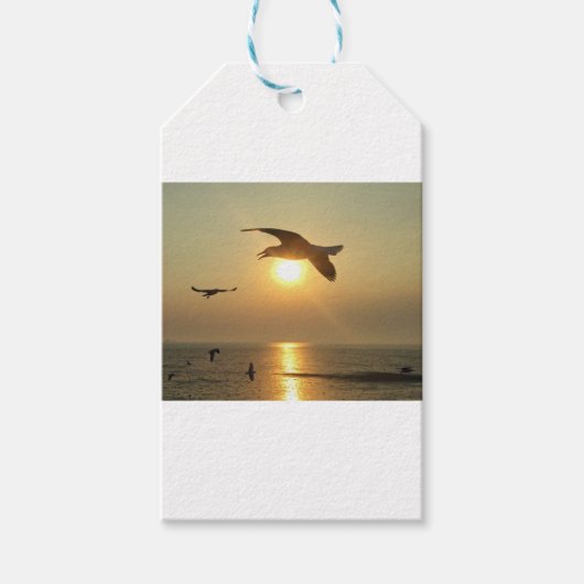 Seagull bei Sonnenuntergang Geschenkanhänger (Vorderseite)