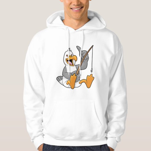 Seagull beim Angeln mit Angelrute Hoodie (Vorderseite)