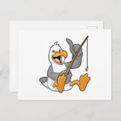 Seagull beim Angeln mit Angelrute Postkarte (Vorne/Hinten)