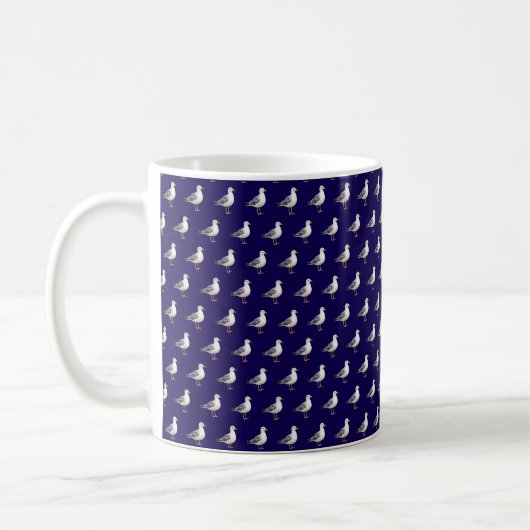 Seagull Bird Beach Ocean Coast Blue Watercolor Kaffeetasse (Links)