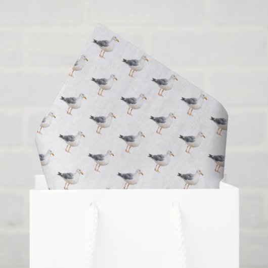 Seagull Bird Beach Ocean Coast White Watercolor Seidenpapier (Geschenktüte)
