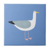 Seagull Bird Blue Fliese (Vorderseite)