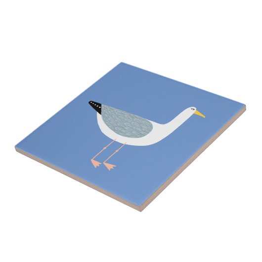 Seagull Bird Blue Fliese (Seite)