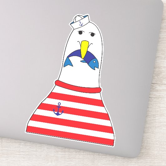 Seagull Bird essen ein Fisch Kinder naukal Aufkleber (Detail)