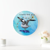 Seagull Bird Fish Ocean Wave Clock Große Wanduhr (Zuhause)
