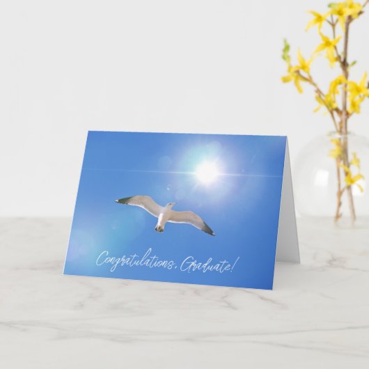 Seagull Bird Flying High Success Abschluss Card Karte (Gelbe Blume)