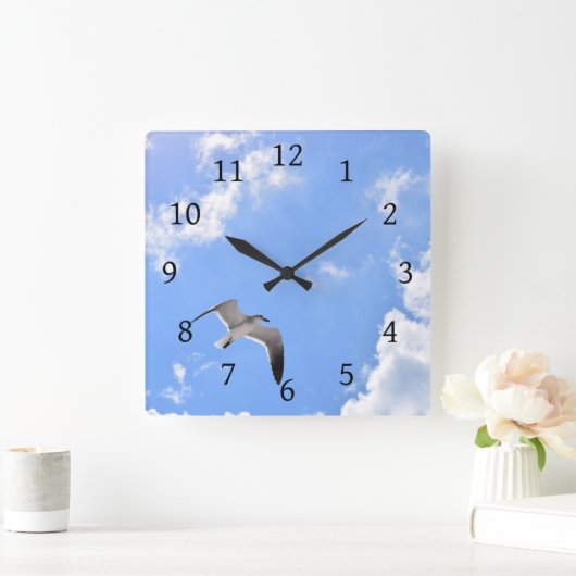 Seagull Bird Foto 145 Quadratische Wanduhr (Zuhause)