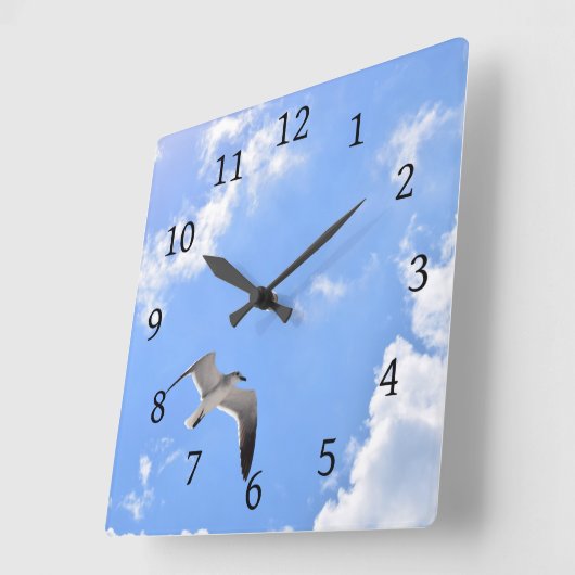 Seagull Bird Foto 145 Quadratische Wanduhr (Winkel)
