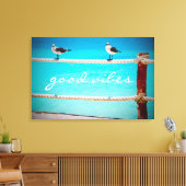 Seagull Birds Ocean Foto Good Vibes Typografie Leinwanddruck (Insitu (Wohnzimmer))