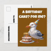 Seagull Birthday Überraschung - Cake nicht sicher! Postkarte (Vorne/Hinten)
