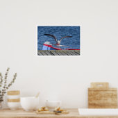 Seagull, Boat and Dock Print Poster (Küche)