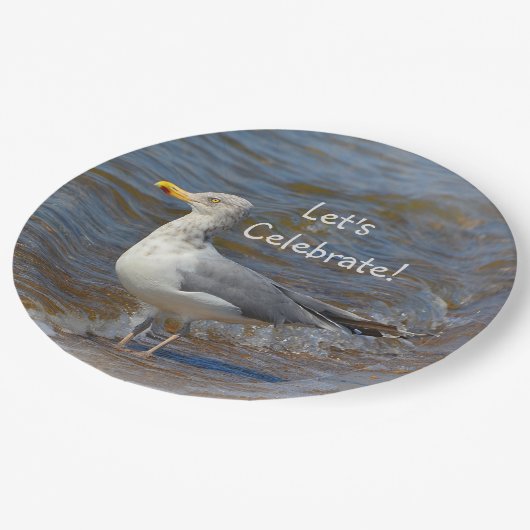 Seagull Celebration Beach Pappteller (Schrägansicht)