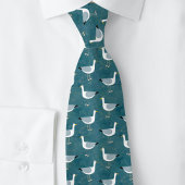 Seagull Coastal Bird Green Pattern Krawatte