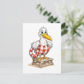 Seagull Comic Lifeguard Bird Postkarte (Stehend Vorderseite)